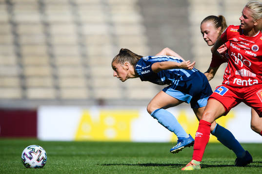 Djurgårdens Linda Motlhalo och Örebros Frida Abrahamsson