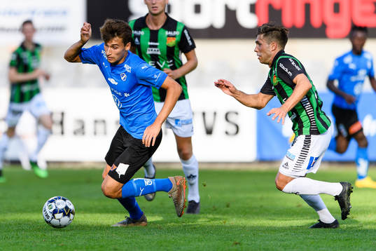 Halmstads Rasmus Wiedesheim-Paul och GAIS Nikola Ladan