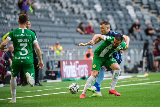 Djurgårdens Fredrik Ulvestad och Hammarbys Abdul Khalili