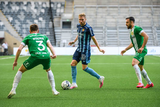 Djurgårdens Jonathan Ring mot Hammarbys Abdul Khalili och