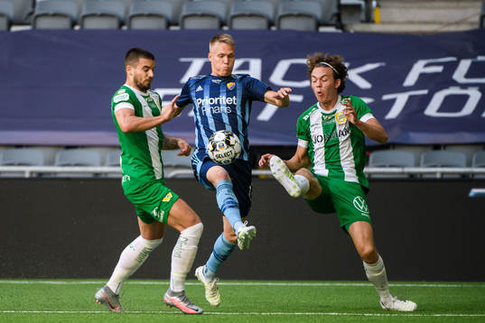Hammarbys Vladimir Rodic och Kalle Björklund mot