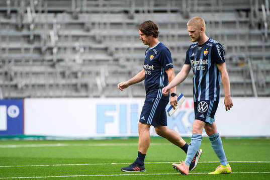 Djurgårdens tränare Thomas Lagerlöf och Kalle Holmberg