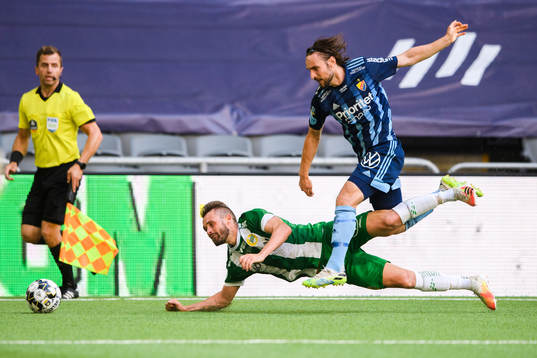 Hammarbys Mads Fenger Nielsen och Djurgårdens Kevin Walker