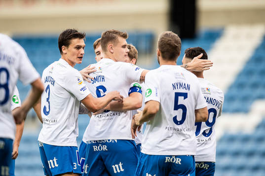 IFK Norrköpings Alexander Fransson gör 0-1 och jublar med