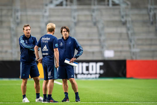 Djurgårdens tränare Kim Bergstrand och Thomas Lagerlöf
