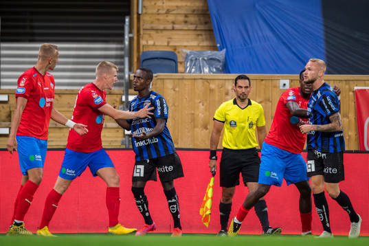 Helsingborgs Emil Hellman och Sirius Nahom Girmai Netabay