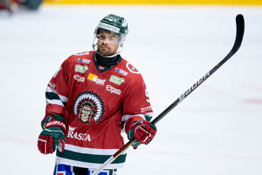 Frölundas Mats Rosseli Olsen innan träningsmatchen i