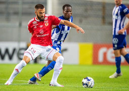 Kalmars Filip Sachpekidis och IFK Göteborgs Alhassan Yusuf