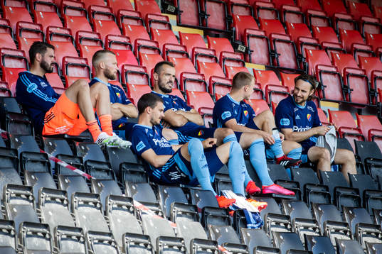 Djurgårdens målvakt Tommi Vaiho, Emir Kujovic, Erik Berg,