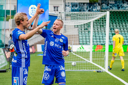 Sundsvalls Pontus Engblom och Tobias Eriksson jublar