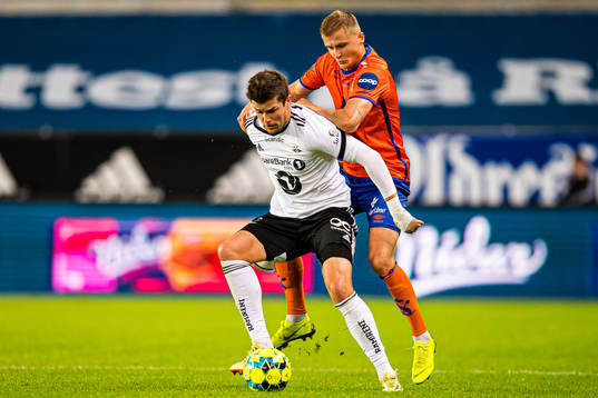 Pål Andre Helland of Rosenborg and David Kristjan Olafsson