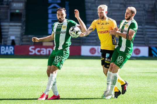 Hammarbys Abdul Khalili och Darijan Bojanic mot Elfsborgs