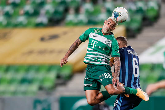 Isael of Ferencvaros and Jesper Karlström of Djurgården
