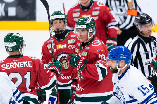 Frölundas Joel Mustonen jublar