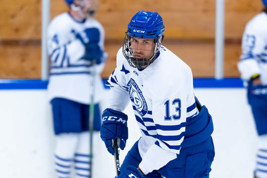 Leksands Jon Knuts innan träningsmatchen i ishockey mellan