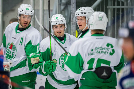 Rögles Nils Höglander jublar med Eric Gelinas och Anton