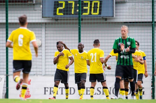 Malmö Citys Steven Gabriel jublar
