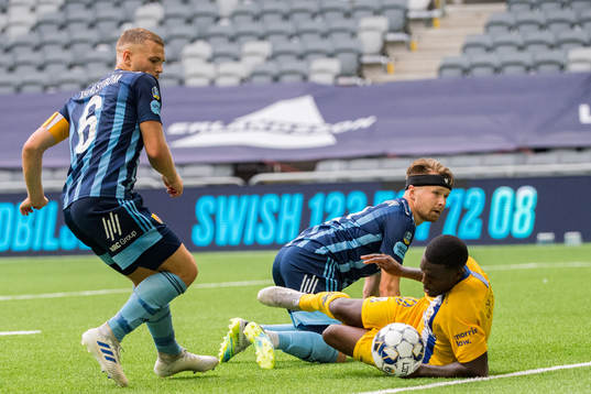 Djurgårdens Jesper Karlström och Jacob Une Larsson mot