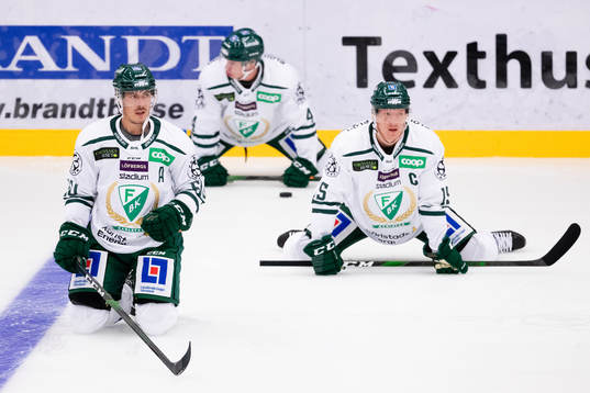 Färjestads Sebastian Erixon och Gustav Rydahl  på