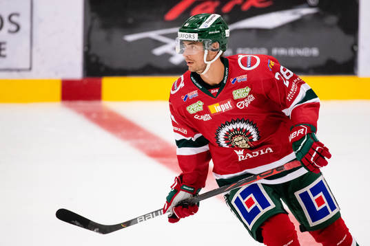 Frölundas Johan Sundström på värmningen innan