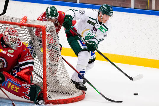 Frölundas Mattias Norlinder och Färjestads Oskar Bäck