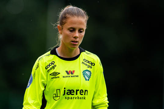 Goalkeeper Adelaide Gay of Klepp looks dejected