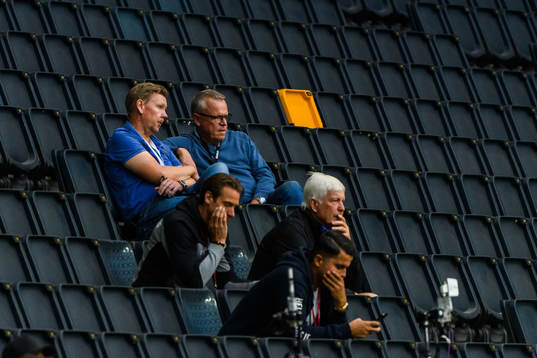 Förbundskapten Janne Andersson och assisterande Peter
