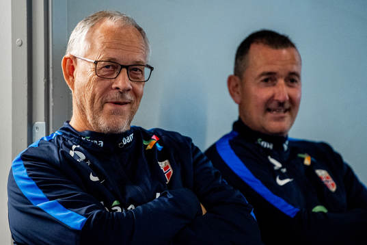Lars Lagerbäck, head coach of Norway, and Per Joar Hansen,