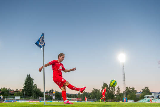 Fredrik Haugen of Brann with a corner kick