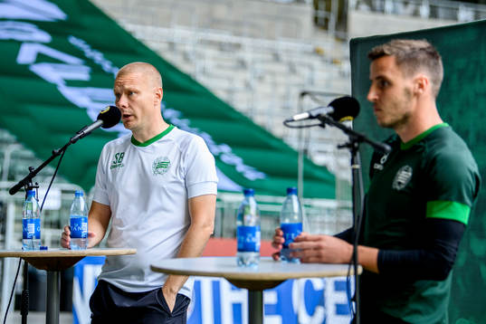 Hammarbys tränare Stefan Billborn och Jeppe Andersen