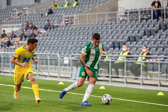 Tamas Kiss of Puskas and Paulinho of Hammarby