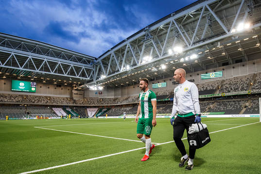 Muamer Tankovic of Hammarby leaves the pitch