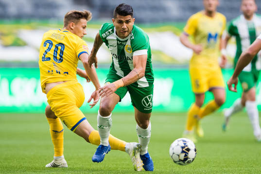Marton Radics of Puskas and Paulinho of Hammarby