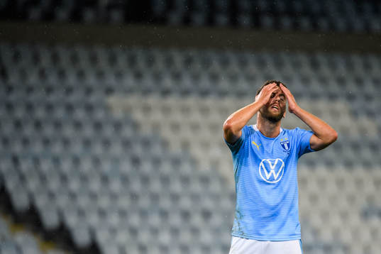 Erdal Rakip of Malmö FF looks dejected
