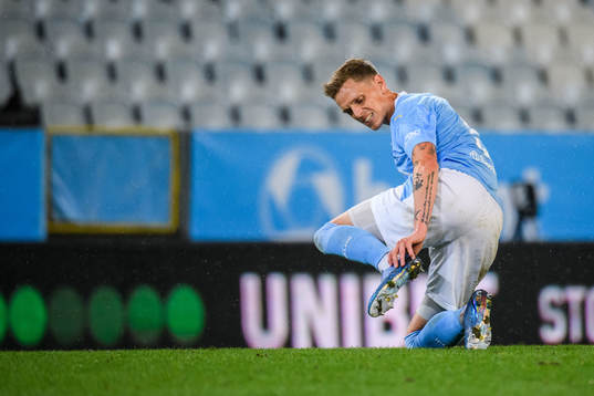 Sören Rieks of Malmö FF in pain
