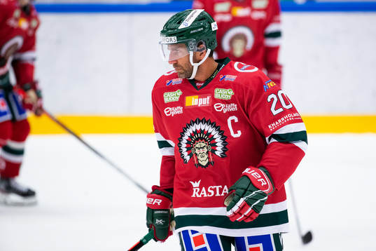 Frölundas Joel Lundqvist på uppvärmningen innan