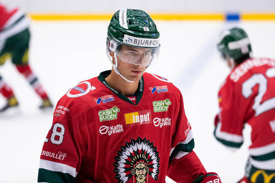 Frölundas Johan Sundström på uppvärmningen innan