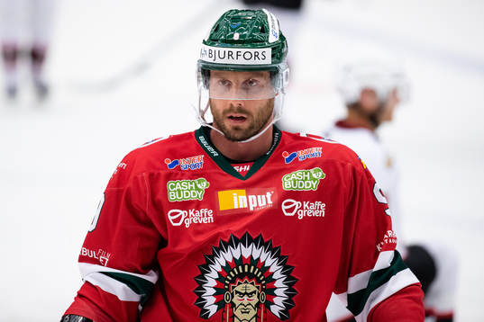 Frölundas Jan Mursak på uppvärmningen innan