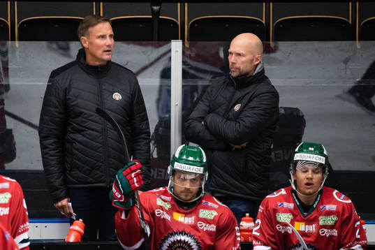 Frölundas tränare Roger Rönnberg och assisterande