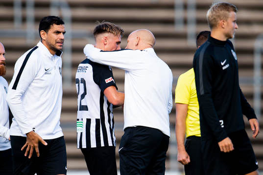 Landskronas tränare Billy Magnusson och Hampus Ferhm