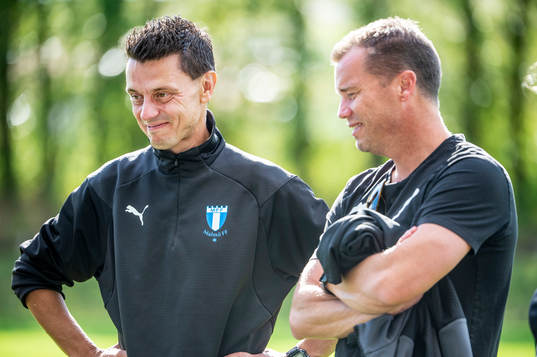 Malmö FFs tränare Fredrik Jahnfors och sportchef Daniel