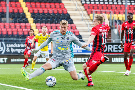 Falkenbergs målvakt Johan Brattberg och Östersunds Henrik