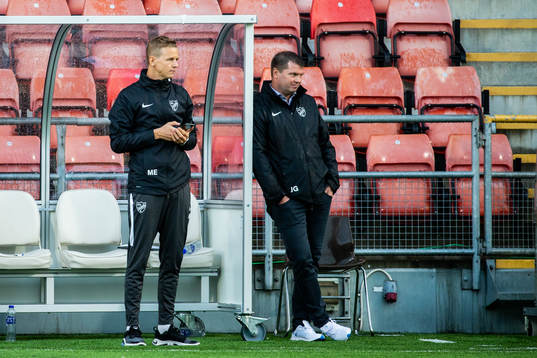 IFK Norrköpings tränare Jens Gustafsson (h) och