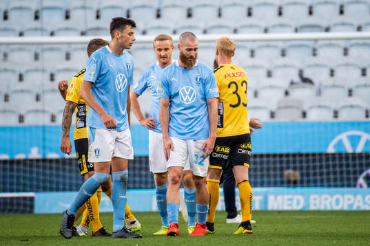 Malmö FFs Anel Ahmedhodzic och Jo Inge Berget deppar