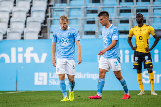 Malmö FFs Oscar Lewicki och Jonas Knudsen deppar