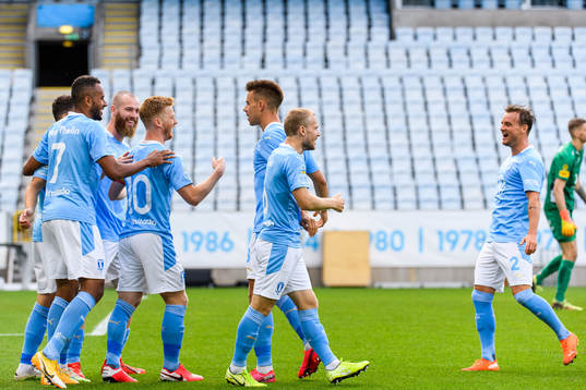 Malmö FFs Anders Christiansen jublar med lagkamraterna