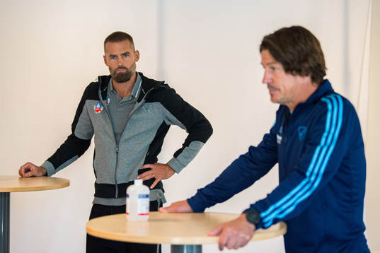 Helsingborgs tränare Olof Mellberg på presskonferensen