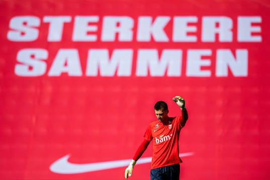Goalkeeper Rune Almenning Jarstein of the Norwegian