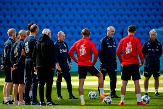 Lars Lagerbäck, head coach of Norway, and Ola Sand, team