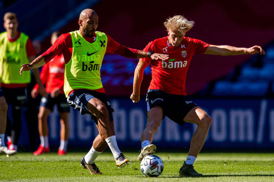 Haitam Aleesami and Morten Thorsby of the Norwegian